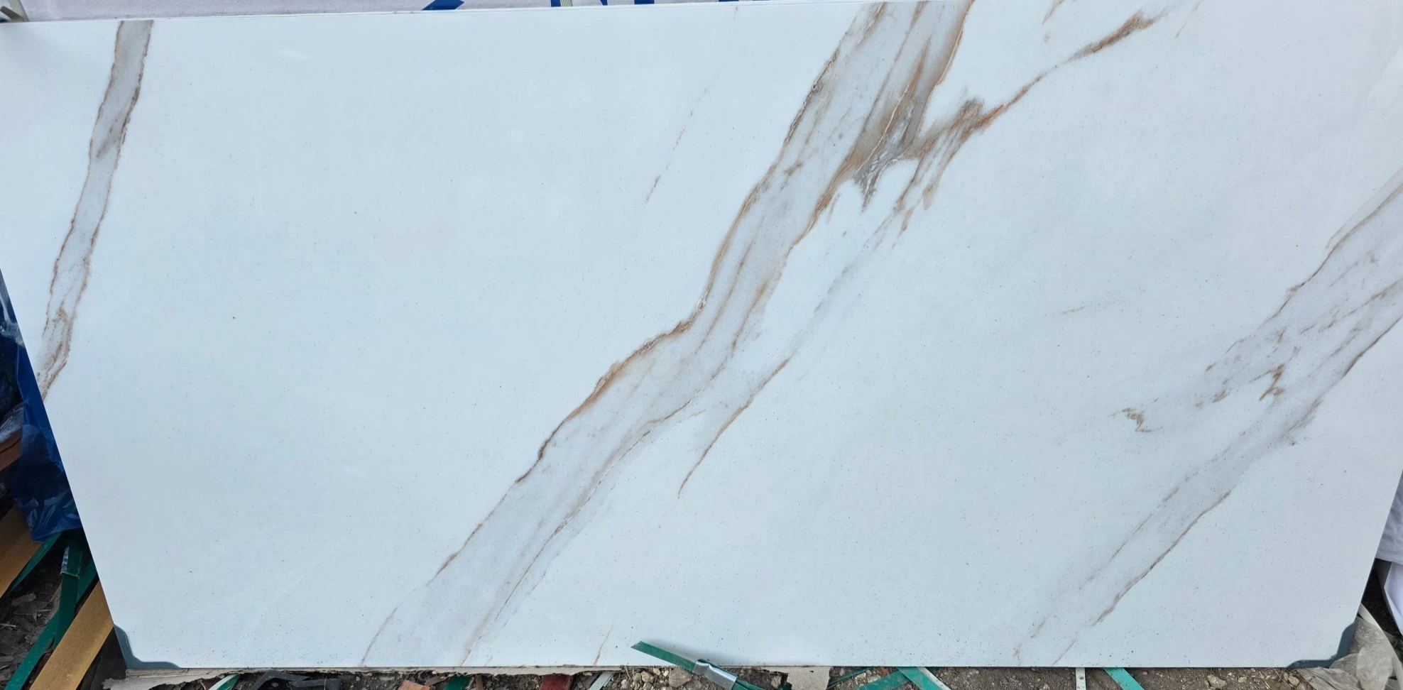 A photo of 24 x 48 marble look tile