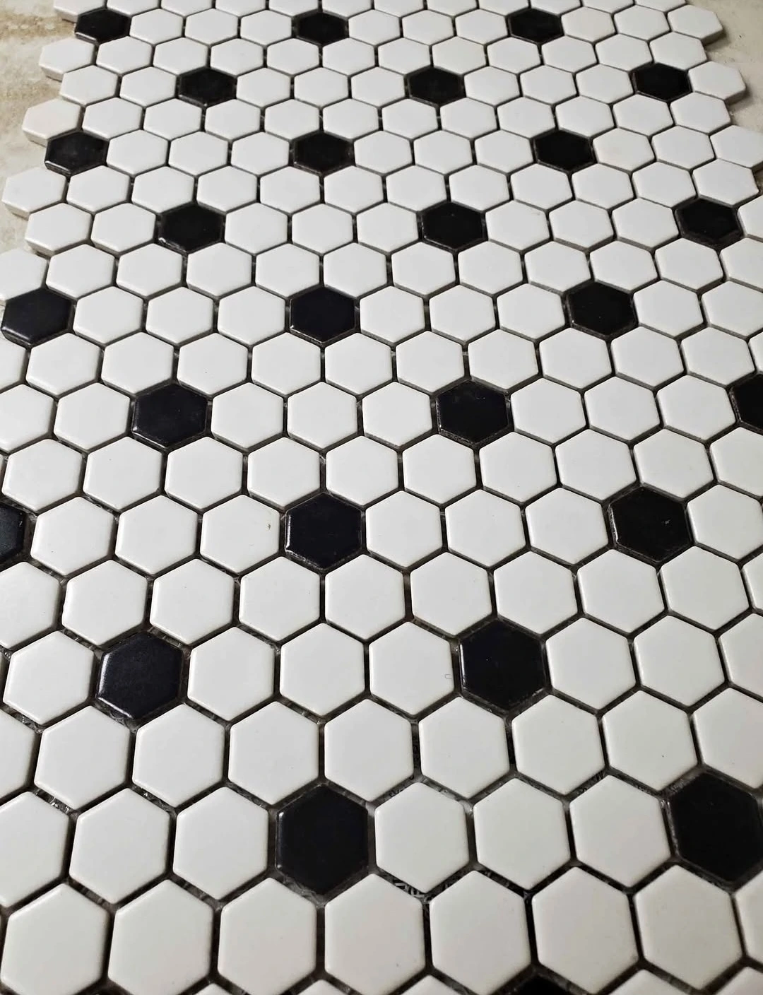 A photo of Classic look black and white hexagon tile mosaic sheets